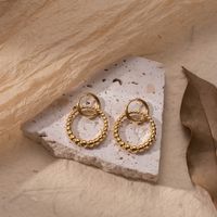 1 Pair Elegant Simple Style Cross Dreamcatcher Heart Shape Plating Stainless Steel 18k Gold Plated Drop Earrings main image 4