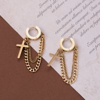 1 Pair Elegant Simple Style Cross Dreamcatcher Heart Shape Plating Stainless Steel 18k Gold Plated Drop Earrings sku image 5