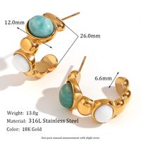 1 Pair Vintage Style Simple Style Classic Style Geometric Plating Inlay Stainless Steel Ite 18k Gold Plated Ear Studs main image 5