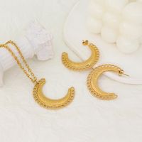 304 Stainless Steel 18K Gold Plated Vintage Style Plating Moon Jewelry Set main image 1