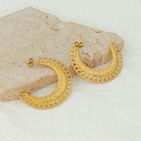 304 Stainless Steel 18K Gold Plated Vintage Style Plating Moon Jewelry Set main image 3
