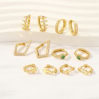 1 Pair Ig Style Simple Style Paper Clip Fish Bone Plating Inlay Copper Zircon 18k Gold Plated Earrings main image 1