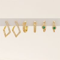 1 Pair Ig Style Simple Style Paper Clip Fish Bone Plating Inlay Copper Zircon 18k Gold Plated Earrings main image 10