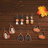 Wholesale Jewelry Funny Streetwear Pumpkin Wood Drop Earrings main image 5