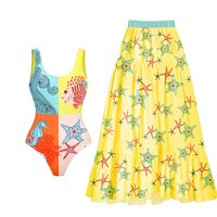Femmes Sexy Starfish Hippocampe Fish Printing One Piece Maillots De Bain main image 1
