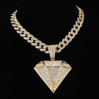 Hip-hop Jewelry Stainless Steel Alloy Inlay Rhinestones Pendant Necklace main image 1