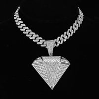 Hip-hop Jewelry Stainless Steel Alloy Inlay Rhinestones Pendant Necklace main image 6