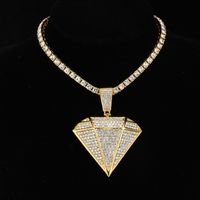 Hip-hop Jewelry Stainless Steel Alloy Inlay Rhinestones Pendant Necklace main image 3