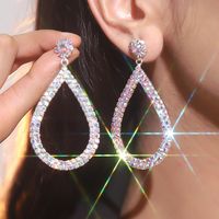1 Pair Luxurious Shiny Water Droplets Plating Inlay Alloy Rhinestones Drop Earrings sku image 2
