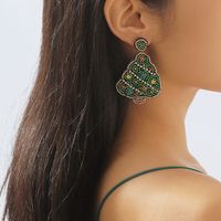 Wholesale Jewelry Simple Style Classic Style Christmas Tree Pu Leather Seed Bead Artificial Crystal Rhinestones Inlay Drop Earrings main image 1
