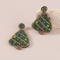 Wholesale Jewelry Simple Style Classic Style Christmas Tree Pu Leather Seed Bead Artificial Crystal Rhinestones Inlay Drop Earrings main image 3