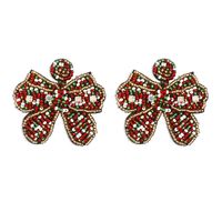 1 Pair Modern Style Simple Style Classic Style Bow Knot Beaded Bead Crystal Beads Pu Bottom Artificial Crystal Drop Earrings sku image 1
