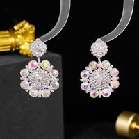 Wholesale Jewelry Elegant Lady Flower Alloy Rhinestones Silver Plated Plating Inlay Drop Earrings main image 3