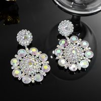 Wholesale Jewelry Elegant Lady Flower Alloy Rhinestones Silver Plated Plating Inlay Drop Earrings main image 4