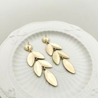 1 Pair Hawaiian Beach Artistic Leaves Plating 304 Stainless Steel 14K Gold Plated Drop Earrings main image 4