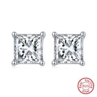 1 Pair Modern Style Simple Style Classic Style Square Plating Laser Inlay Sterling Silver Zircon 14k Gold Plated Rose Gold Plated White Gold Plated Ear Studs main image 3