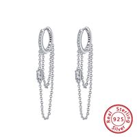 1 Pair Elegant Luxurious Modern Style Chain Tassel Plating Inlay Sterling Silver Zircon White Gold Plated Rhodium Plated Silver Plated Drop Earrings sku image 1