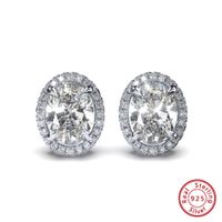 1 Pair Elegant Oval Plating Inlay Sterling Silver Zircon Ear Studs main image 1