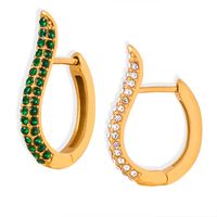 1 Pair Elegant Geometric Plating Inlay Titanium Steel Rhinestones 18k Gold Plated Earrings main image 6