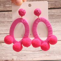 1 Pair Sweet Artistic Animal Paw Print Cat Handmade Braid Alloy Raffia Flocking Drop Earrings sku image 4