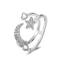 European And American Fashion Ladies Ring Three-layer Hollow Star Moon Ring Personalized Diamond Pentagram Opening Ring sku image 9