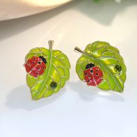 1 Par Estilo Ig Estilo Moderno Hoja Esmalte Aleación Aretes main image 1