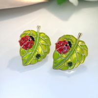 1 Pair Ig Style Modern Style Leaf Enamel Alloy Earrings sku image 1