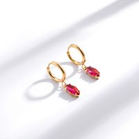 1 Pair Vintage Style French Style Simple Style Geometric Sector Heart Shape Plating Inlay Stainless Steel Zircon 18k Gold Plated Drop Earrings main image 2