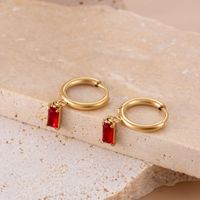1 Pair Vintage Style French Style Simple Style Geometric Sector Heart Shape Plating Inlay Stainless Steel Zircon 18k Gold Plated Drop Earrings main image 6