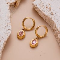1 Pair Vintage Style French Style Simple Style Geometric Sector Heart Shape Plating Inlay Stainless Steel Zircon 18k Gold Plated Drop Earrings main image 7