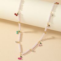 Ig Style Retro Commute Fruit Alloy Freshwater Pearl Plating Inlay Artificial Diamond Women's Pendant Necklace main image 1