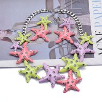 Exaggerated Starfish Alloy Enamel Plating Inlay Artificial Diamond Women's Pendant Necklace main image 1