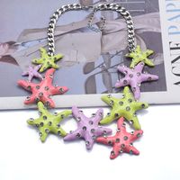 Exaggerated Starfish Alloy Enamel Plating Inlay Artificial Diamond Women's Pendant Necklace main image 5