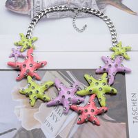 Exaggerated Starfish Alloy Enamel Plating Inlay Artificial Diamond Women's Pendant Necklace main image 4