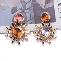 Wholesale Jewelry Streetwear Flower Metal Artificial Diamond Plating Inlay Drop Earrings main image 1