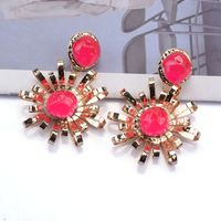 Wholesale Jewelry Streetwear Flower Metal Artificial Diamond Plating Inlay Drop Earrings main image 5