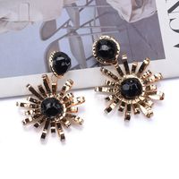 Wholesale Jewelry Streetwear Flower Metal Artificial Diamond Plating Inlay Drop Earrings main image 3