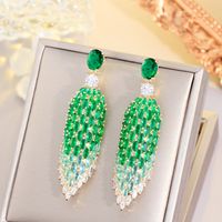 1 Pair Shiny Water Droplets Plating Inlay Copper Zircon Drop Earrings sku image 1