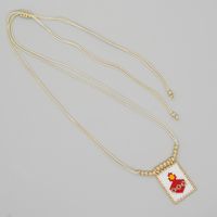 Bohemian Peach Heart Shape Crown Organic Glass Unisex Necklace Pendant sku image 2
