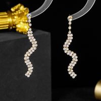 1 Pair Simple Style Solid Color Plating Inlay Rhinestone Rhinestones Silver Plated Drop Earrings main image 3