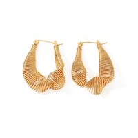 1 Pair IG Style Novelty British Style C Shape The Answer Twist Plating Braid Hollow Out Stainless Steel 18K Gold Plated Hoop Earrings main image 2