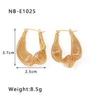 1 Pair IG Style Novelty British Style C Shape The Answer Twist Plating Braid Hollow Out Stainless Steel 18K Gold Plated Hoop Earrings sku image 1