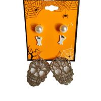 1 Set Vintage Style Funny Halloween Pattern Spider Web Alloy Dangling Earrings sku image 3