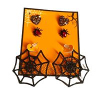 1 Set Vintage Style Funny Halloween Pattern Spider Web Alloy Dangling Earrings sku image 4