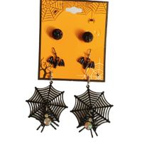 1 Set Vintage Style Funny Halloween Pattern Spider Web Alloy Dangling Earrings sku image 1