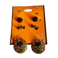 1 Set Vintage Style Funny Halloween Pattern Spider Web Alloy Dangling Earrings sku image 2