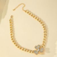 Elegant Sweet Shamrock Solid Color Alloy Plating Inlay Artificial Rhinestones 14k Gold Plated White Gold Plated Women's Choker main image 7