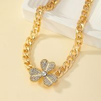 Elegant Sweet Shamrock Solid Color Alloy Plating Inlay Artificial Rhinestones 14k Gold Plated White Gold Plated Women's Choker main image 5