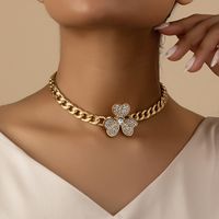 Elegant Sweet Shamrock Solid Color Alloy Plating Inlay Artificial Rhinestones 14k Gold Plated White Gold Plated Women's Choker main image 1