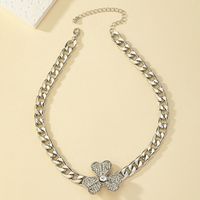 Elegant Sweet Shamrock Solid Color Alloy Plating Inlay Artificial Rhinestones 14k Gold Plated White Gold Plated Women's Choker main image 4